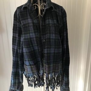 Awesome size S distressed/ fringed LL Bean flannel